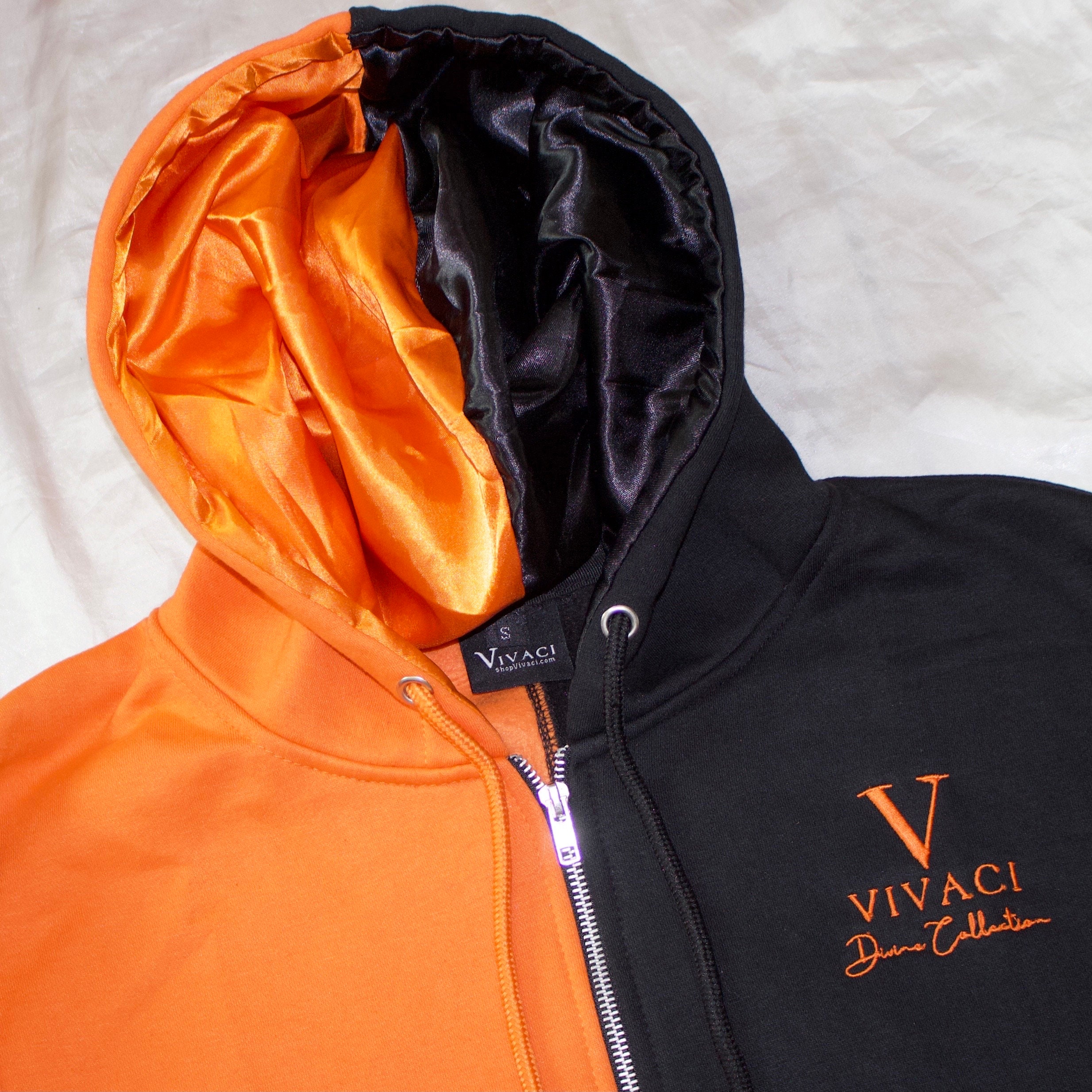 Orange and black split hoodie deals