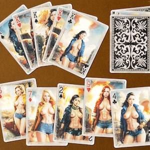 Apocalypse Girls Nude Art Cartes à jouer. Deck de poker 54 cartes toutes différentes, téléchargement numérique instantané.