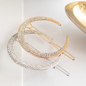 Celestial Sparkle Hair Clip | Crescent Moon Rhinestone Accessory