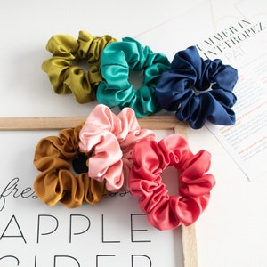 Set of 6 Assorted Satin Scrunchies | Assorted Bright and Vibrant Colors Scrunchie Set | Perfect Gift!