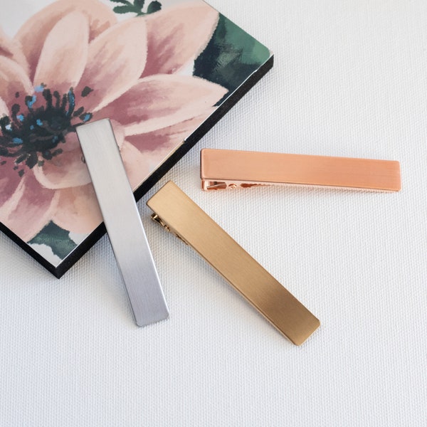 Sleek Alligator Hair Clips | Brushed Metal Finish | 3 Color Options | Long & Thick Hair