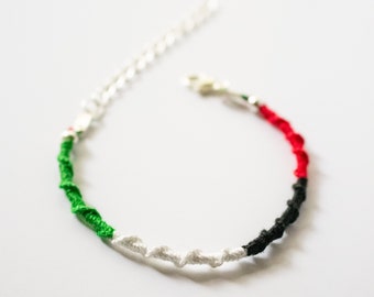 Handcrafted Solidarity Bracelet Set | Palestinian Flag Colors | Natural Stone Beads | Spiral Design | Limited Edition