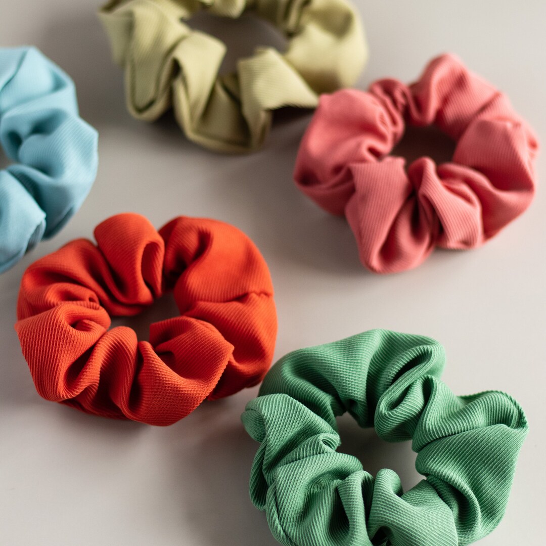 5 Pc. Solid Color Textured Scrunchie Set | Assorted Color Scrunchie ...