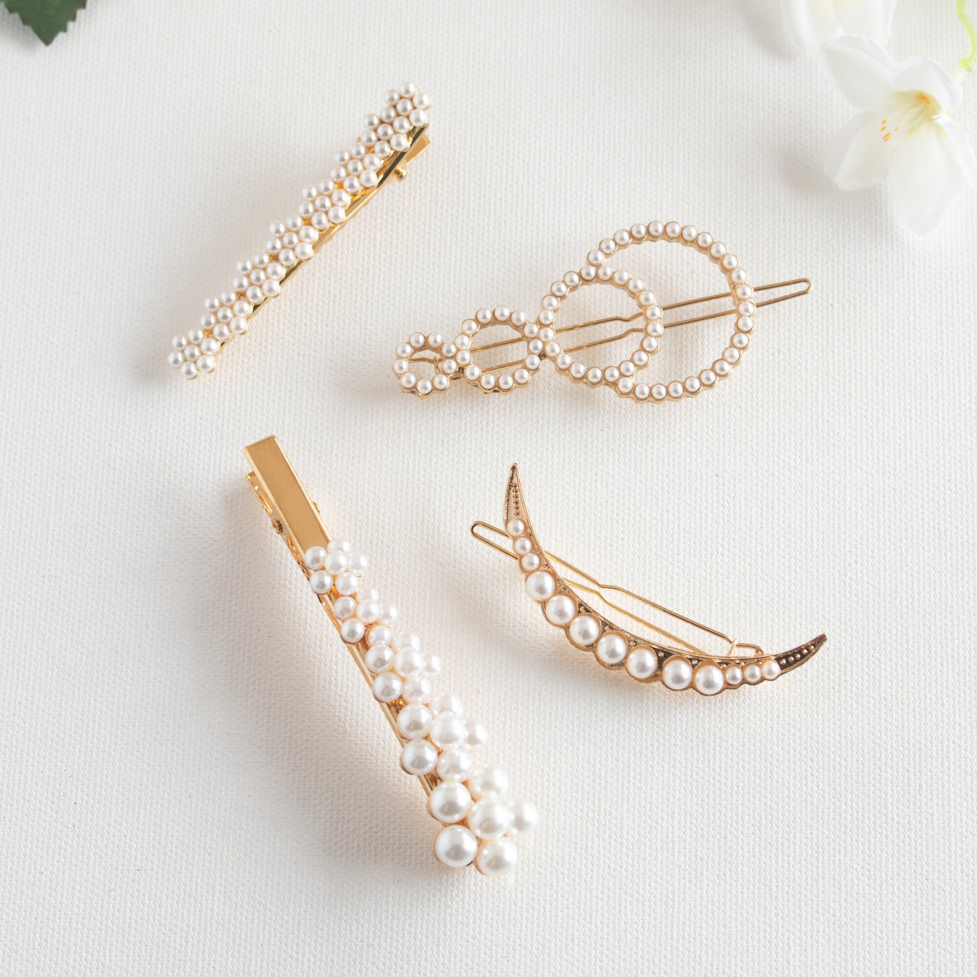 Starvis Fancy Bling Pearl Acrylic Hair Clips Accessories For Women, 4 Pcs