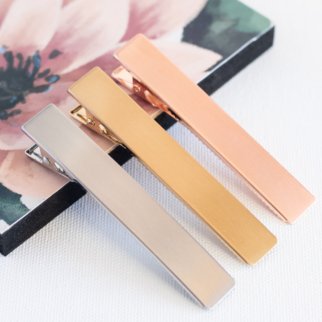 Flat Alligator Hair Clips With Brushed Metal Finish in 3 Colors