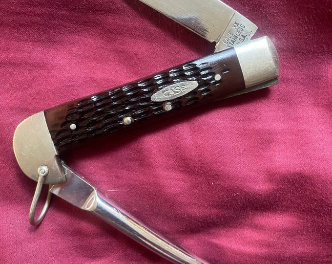 Vintage 1974 Case XX 6246R Red Bone Mariner's Knife Etsy