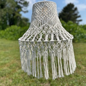 Macrame Chandelier Lantern Lamp - w Electric Cord - 19” Wide,  22&quot; Tall