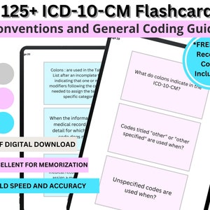 ICD-10-CM Medical Coding Convention/General Coding Guidelines Printable Flashcards Cheat Sheet Quick Reference Cards for Beginners Study