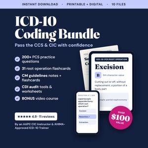 ICD-10 Coding Bundle: Flashcards, Cheat Sheets, Study Guides (Digital Download)
