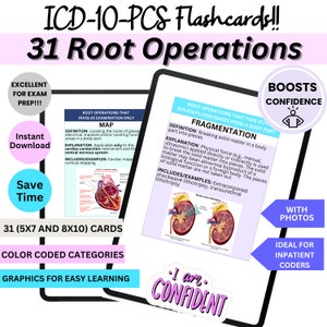 医療コーディング ICD10 PCS ルート操作 医療コーダー向けフラッシュカードの即時ダウンロード 初心者向け ICD10 チートシート コーディング学習ガイド
