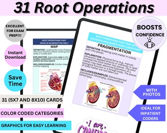 Medical Coding ICD10 PCS Root Operation Instant Download Flashcards for Medical Coder ICD10 Cheat Sheet for Beginners Coding Study Guide