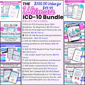 ICD 10 バンドル 店内のすべてのデジタル製品が 50% の価格で販売 コーダ用フラッシュカード 医療コーダ用チートシート コーダ用学習ガイド