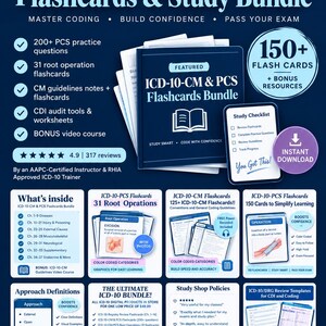 ICD-10 Coding Bundle: Flashcards, Cheat Sheets, Study Guides (Digital Download)