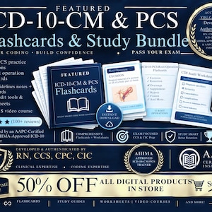 Paquete de codificación ICD-10: tarjetas didácticas, hojas de referencia rápida y guías de estudio (descarga digital)