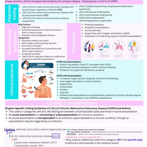 Bundle Medical Coding ICD 10 Respiratory Section Cheat Sheet COPD ...