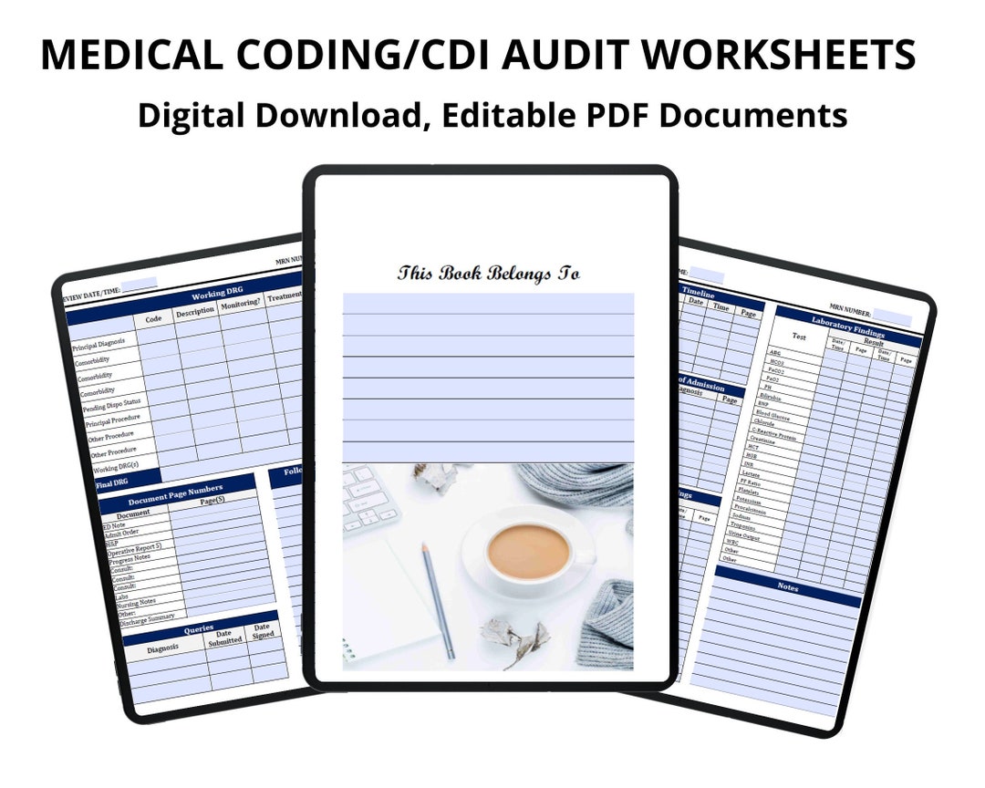 CDI Audit Worksheet PDF Adobe Editable Template, DRG Validation Tool ...