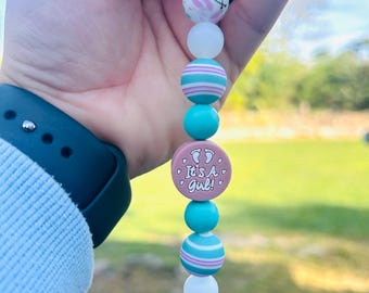 Deer “It’s a Girl” Pacifier Clip – Woodland Baby Shower Gift, Hospital Blanket Theme, Silicone Beaded Paci Holder for Girls