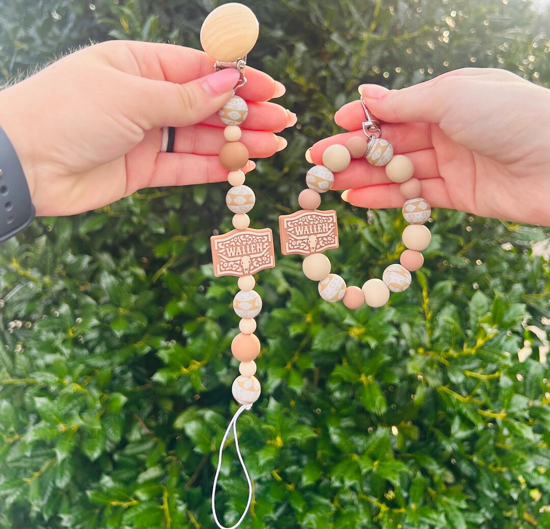 Mommy and Me Matching Beaded Pacifier Clip & Wristlet Keychain Set - Etsy