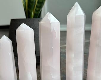 Pink Mangano Calcite Towers - Natural Crystal Decor