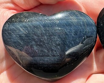 Blue Tigers Eye Heart Carvings