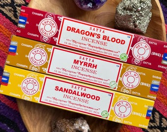Satya Incense 15g Packs | Choose Your Scent | Nag Champa, Super Hit, Palo Santo, Dragon’s Blood & More