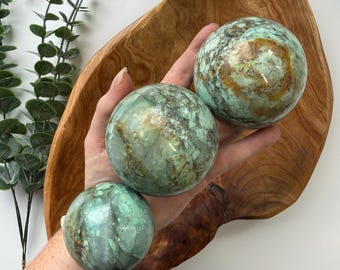 Turquoise in Quartz Spheres | Natural Crystal Decor