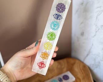 Selenite Chakra-Themed Wand | Crystal Decor