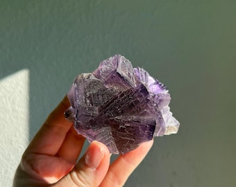 Stunning Purple Cubic Fluorite Specimen - Natural Crystal Decor