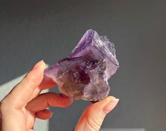 Purple Cubic Fluorite Specimen - Natural Crystal Decor