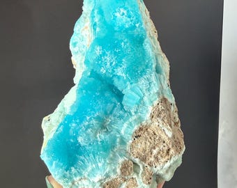 Large Natural Blue Aragonite Display Specimen on Stand | Raw Collector Piece