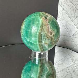 Rare Banded Smithsonite Sphere | Stand Included | Natural Crystal Decor