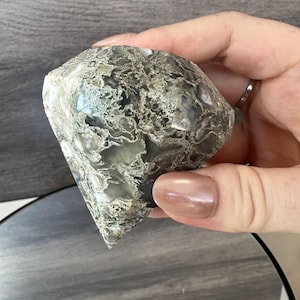 Moss Agate Diamond Carving with Druzy | Natural Crystal Decor