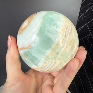 Caribbean Calcite Sphere | Stand Included | Natural Crystal Decor
