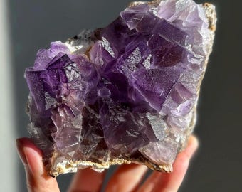 Natural Raw Purple Fluorite Specimen | Home Decor Crystal