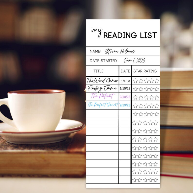 Reading List Bookmark / Reading List Booktracker Etsy
