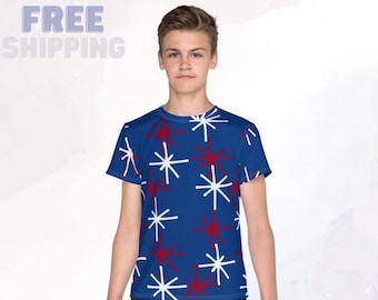 Patriotic Blue Crew Neck Tee for Youth