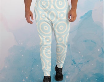 Robins Egg Blue Printed Target Circles Mens Joggers