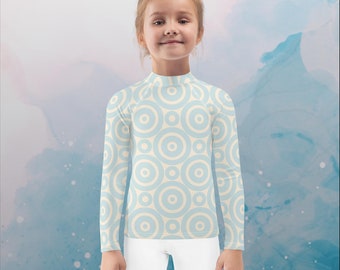 Robins Egg Blue Printed Target Circles Kids Rash Guard