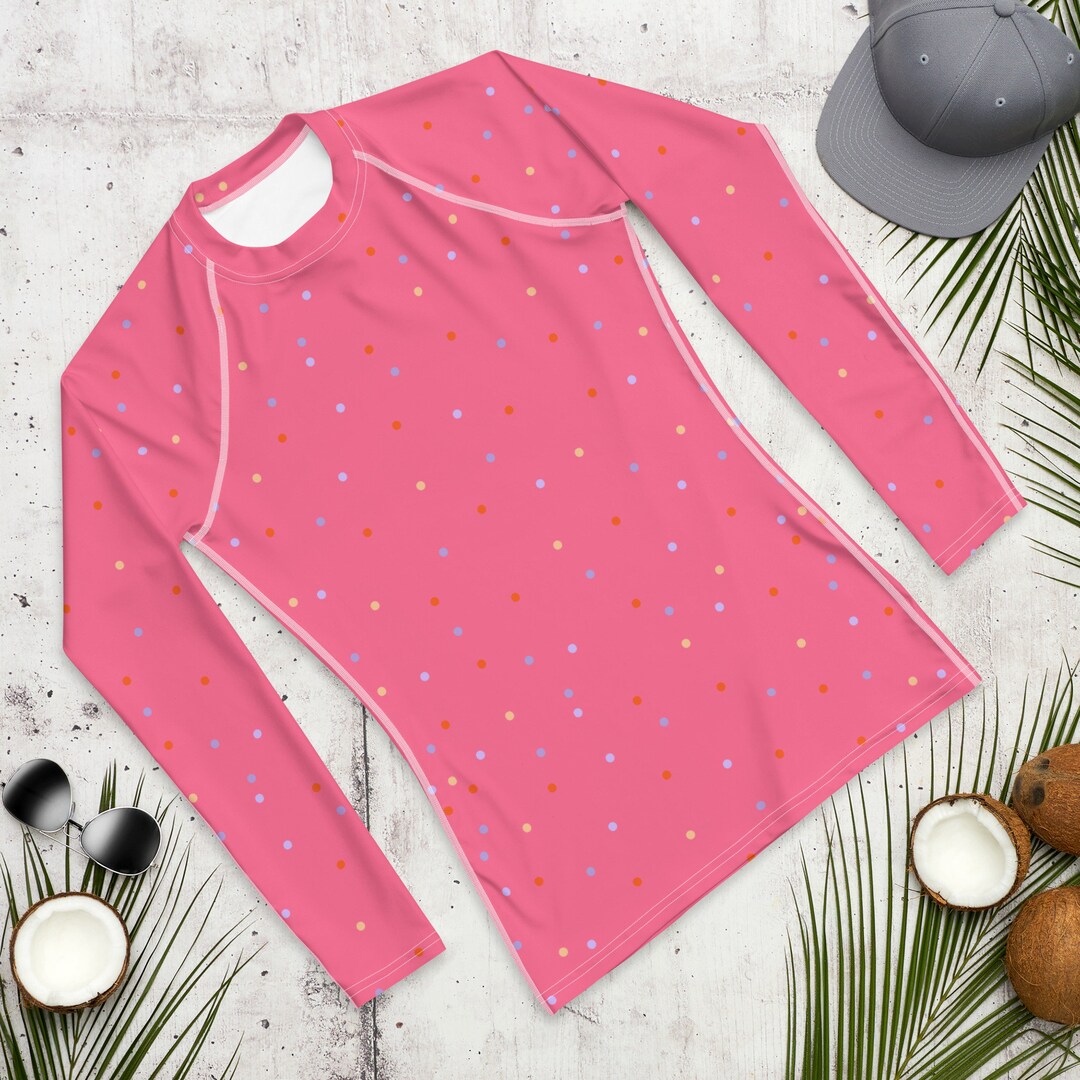 Pink Polka Dot Men's Long Sleeve Rash Guard - Etsy