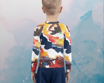 Primary Color Pallet Paint Print Kids Rash Guard