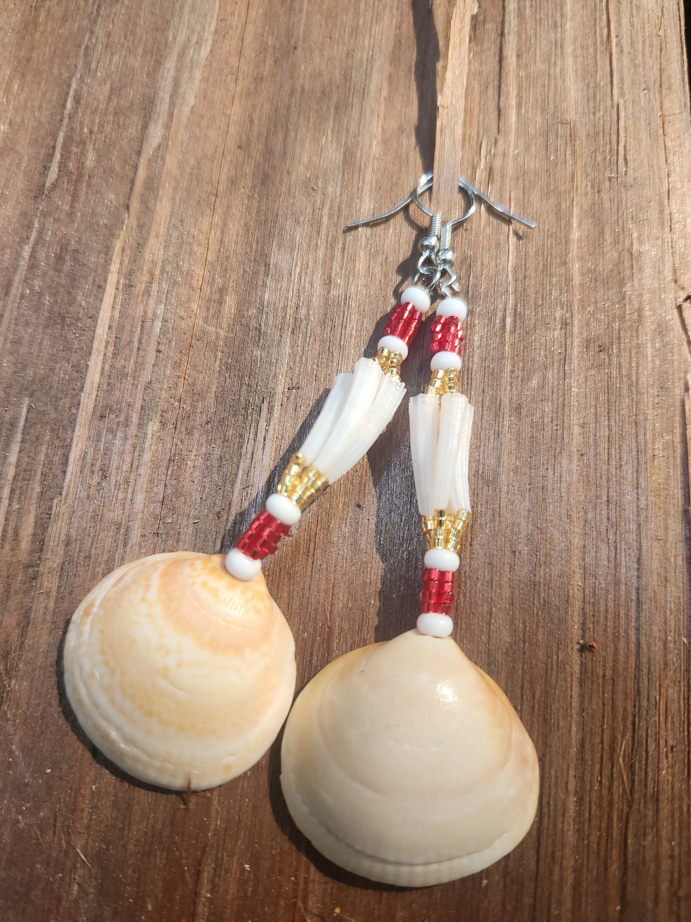 Handmade Native American Style Silver Earing With Red, White and Gold ...