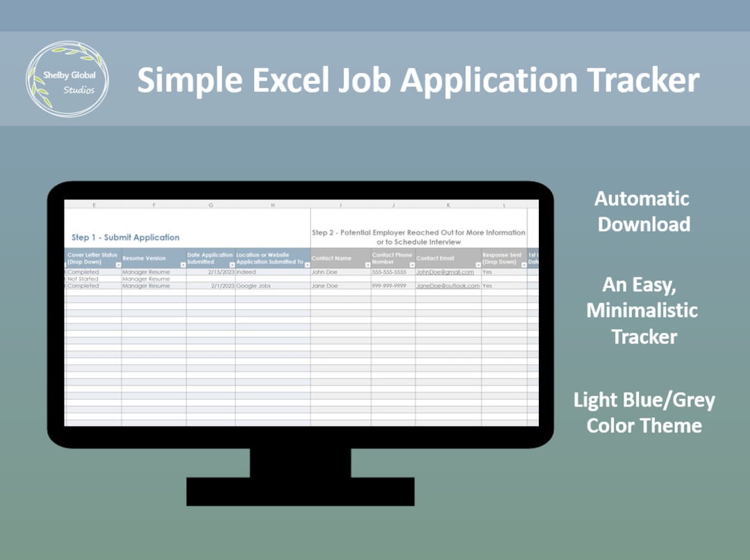 Simple Job Application Tracker for Excel Easy to Use Job Template for Simple Job Application Tracker for Excel Easy to Use Job Template for