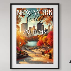 New York City im Herbst Poster | Central Park Herbstlaub Druck | NYC Wand Kunst Dekor | Gemütliches saisonales Wohnkultur