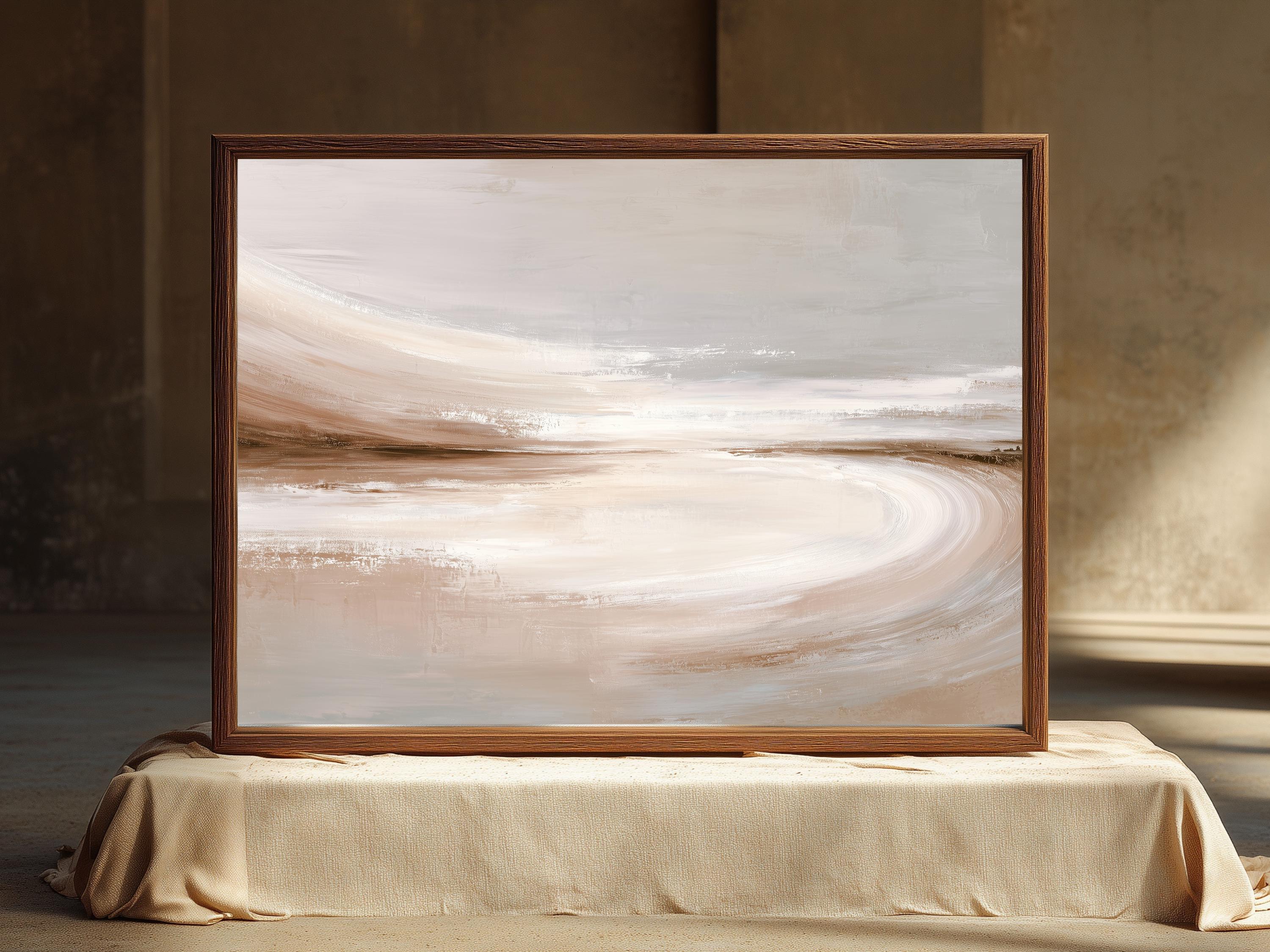 Neutral Beige Abstract Landscape | Blush & Cream Modern Wall Art ...