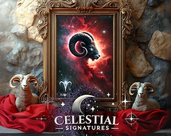 Aries Zodiac Wall Art | Digital Download Astrology Print | Celestial Constellation Poster | Modern Neutral Home Decor