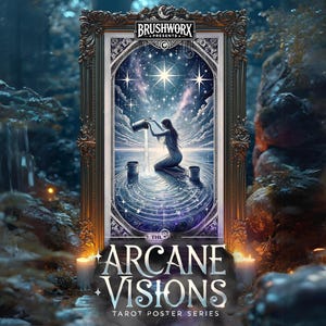 Cartaz de Carta de Tarô Estrela - Arte de Parede Mística para Esperança e Inspiração | Decoração Espiritual
