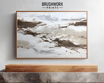 Neutral Landscape Abstract Art | Horizontal Printable Wall Art | Earthy Beige & Brown Texture Painting | Modern Minimal Calm Decor