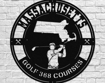 Massachusetts Golf Metal Art, Modern Decor, Metal Decor, Wall Hangings, Golf Wall Art, Golf Gifts for Birthday, Gift for Golf Lovers,