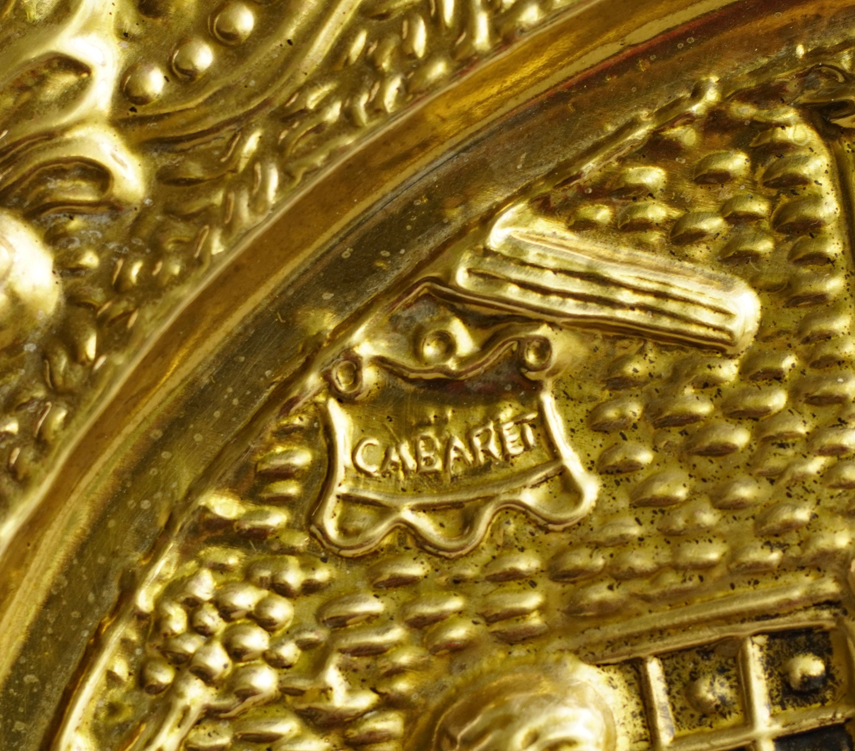 Vintage Embossed Brass Wall Plate/ Wall Charger Made in Etsy