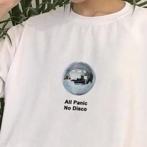 Gildan 5000 | All Panic No Disco Shirt | Funny Meme Tee | Ironic Joke Gift | Sarcastic T-Shirt for Him or Her | Edgy Humor Clothing